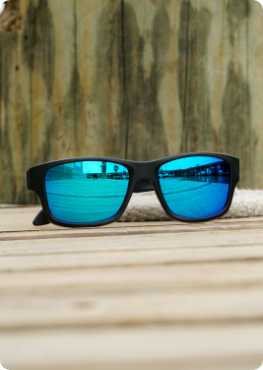 Redtail Republic Freeport Sunglasses Matte Black/Ice Blue Mirror
