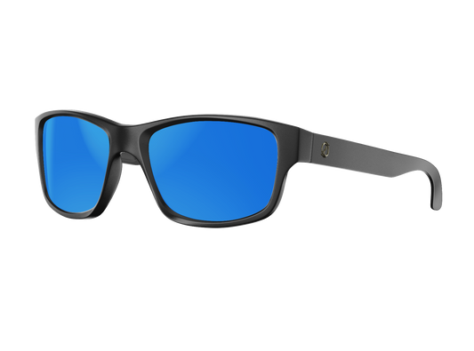 Redtail Republic Freeport Sunglasses Matte Black/Ice Blue Mirror